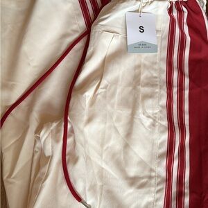 Cream and Red Striped Pants